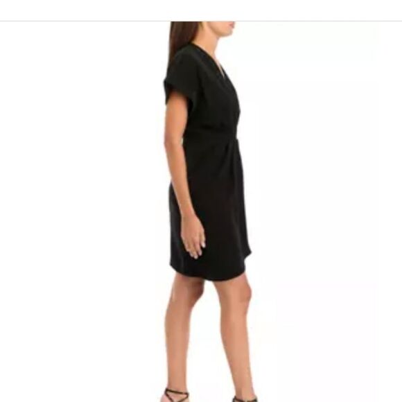 DKNY Black Cap Sleeved Fit & Flare Lined Poly Dress W Bavk Zip Closure DD4E2B94 - Picture 3 of 5